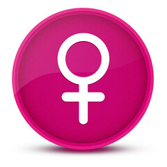 Female sign luxurious glossy pink round button abstract