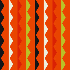 Orange African ornament. Vector and seamless vertical triangles.