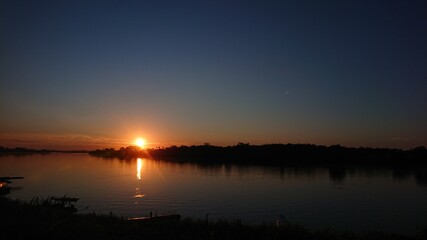 sunset over the lake 