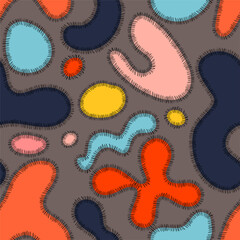 Hand drawn various colorful organic shapes. Abstract contemporary modern trendy vector illustration. Stamp texture. Vector