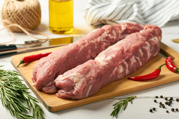 raw pork tenderloin fillet fresh