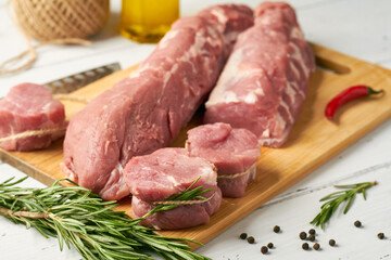 Fototapeta premium raw pork tenderloin fillet fresh