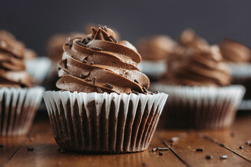 Close up of a chocolate cupcake
