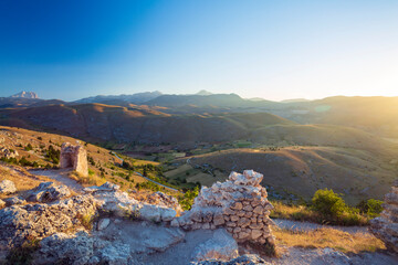 Castle of Rocca Calascio. In the province of L'Aquila, in Abruzzo. Set of the film the name of the...