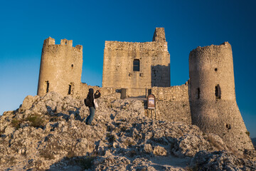 Fototapeta premium Castle of Rocca Calascio. In the province of L'Aquila, in Abruzzo. Set of the film the name of the rose