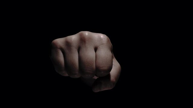 男性の手 殴る暴力のジェスチャー