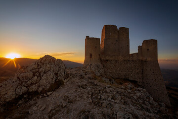 Obraz premium Castle of Rocca Calascio. In the province of L'Aquila, in Abruzzo. Set of the film the name of the rose