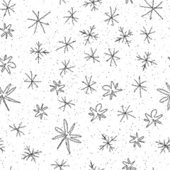 Hand Drawn grey Snowflakes Christmas Seamless Patt