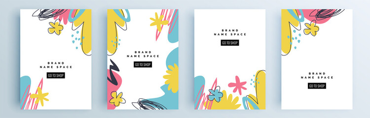 Modern abstract covers set, minimal covers design. Colorful geometric background, vector illustration.