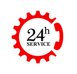 24 h service icon on white background