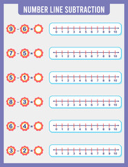 addition or subtraction of number line. Addition, Subtraction Worksheet for Preschool Children