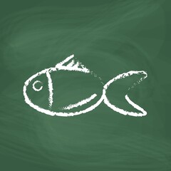 Cute fish Line Icons vector design white. Hand-drawn Cute fish. Simple vector icon. Cartoon Cute fish line icon. Drawing Cute fish, vector sketch. Draw a picture on the blackboard.