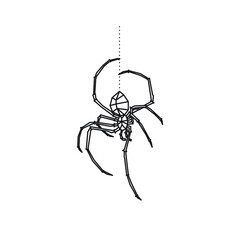 Spider Geometric Drawing Tattoo or Logo. Blackwork.
