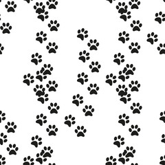Naklejka na ściany i meble Animal footprint seamless pattern. Footprints of a cat