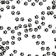 Fototapeta na wymiar Animal footprint seamless pattern. Footprints of a cat