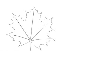 Self drawing animation of one line drawing of isolated object maple leaf
