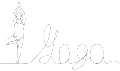 Self-drawing a simple animation of one continuous exercise of drawing one line, a person takes up yoga, a healthy lifestyle, health, sport, fitness.