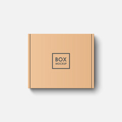 Top view cardboard box mockup isolated on white background, vector illustration