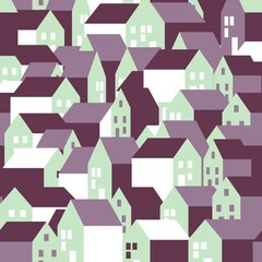 seamless pattern with geometric houses