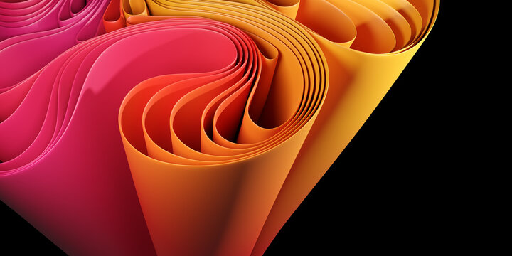 abstract background with colorful curvy elements isolated on black