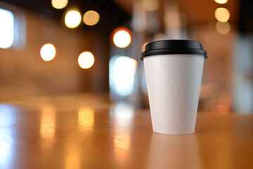 White cup with coffee, mock up. 3D rendering and photo.