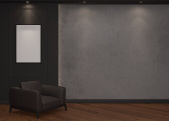 Mockup frame in living room interior, 3d render
