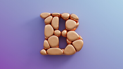 B letter inflating, 3D illustration, balloon letters, alphabet
