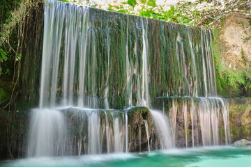 side view of the artificial waterfall of the alento river in abruzzo