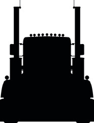 US lorry truck, LKW TIR from the front detailed vector illustration realistic silhouette