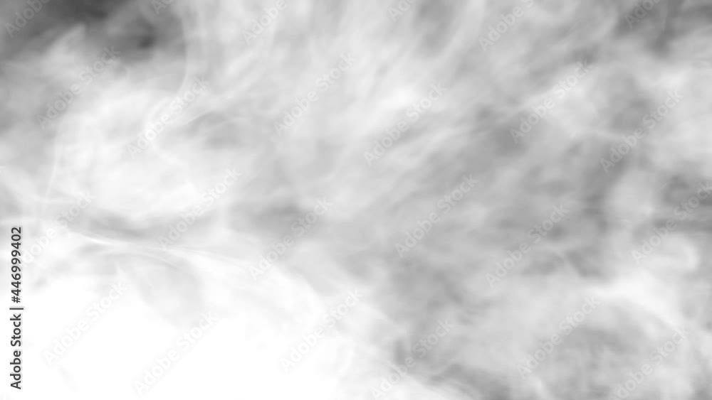 Wall mural bright white smoke smoke on a black background slow motion. the start of movement of the clouds from