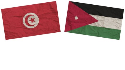 Jordan and Tunisia Flags Together Paper Texture Effect Illustration