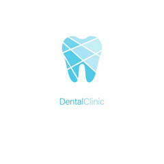 Dental clinic stylized tooth blue logo concept for medical branding