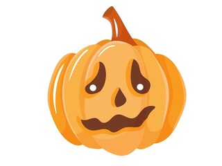 Fototapeta premium Orange pumpkin with prose eyes. Treats. An element for celebrating Halloween. Vector illustration isolated on white background.