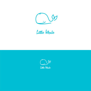 Whale logo cute concept for baby brand. Ocean animal dolphin icon.