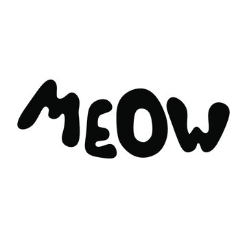 meow cat's word lettering vector 