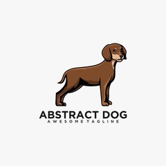Dog cartoon logo design vector flat color