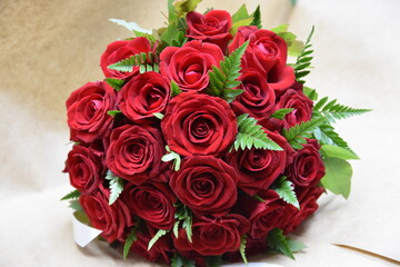 Bridal red rose bouquet