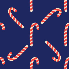 Christmas candy cane stripes seamless pattern in red and white. Popular winter festive background