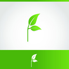 letter rgreen leave logo design