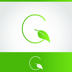 letter G green leave logo design