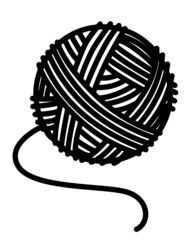 Knitting Tangle. Knitting thread coiled into a ball - vector silhouette illustration for logo or pictogram. A ball of wool for handmade - a sign or symbol for identity