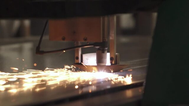 sparks from a welding and metal cutting machine
