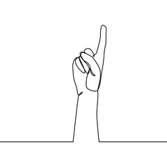 hand sign one line art, pointing up one finger