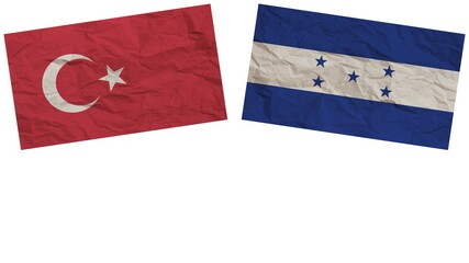 Honduras and Turkey Flags Together Paper Texture Effect Illustration