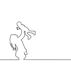 one line mom and kid art, mom holding child