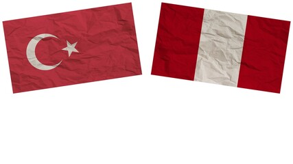 Peru and Turkey Flags Together Paper Texture Effect Illustration