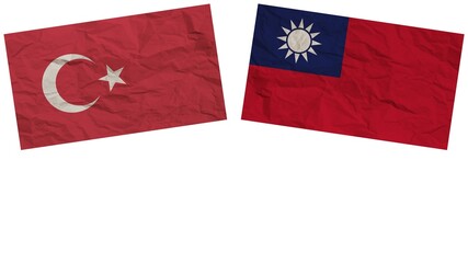 Taiwan and Turkey Flags Together Paper Texture Effect Illustration