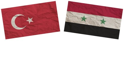 Syria and Turkey Flags Together Paper Texture Effect Illustration