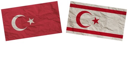 North Cyprus and Turkey Flags Together Paper Texture Effect Illustration