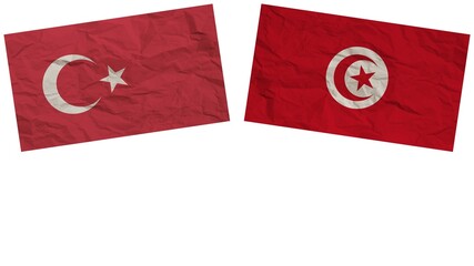 Tunisia and Turkey Flags Together Paper Texture Effect Illustration